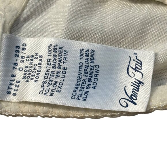 Vanity Fair 75-233 Ivory Satin Solutions & Lace Full Figure Bra Size 36C - Picture 2 of 3